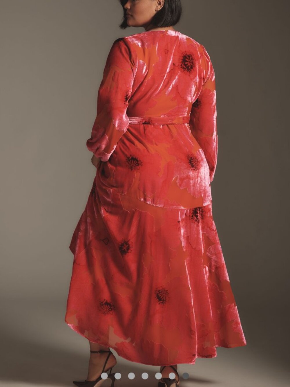 New Anthropologie Hutch Long-Sleeve V-Neck Wrap Midi Dress Velvet XL - Picture 5 of 6